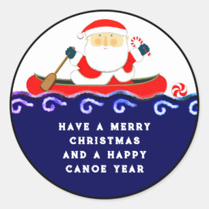 Weihnachts-Camping Canoe Runder Aufkleber