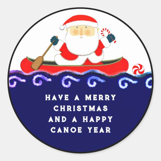 Weihnachts-Camping Canoe Runder Aufkleber (Vorderseite)