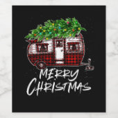 Weihnachts-Camping Caravan Xmas Baum Vehicles Camp Weinetikett (Einzelnes Label)