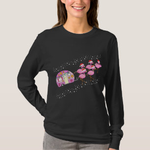 Weihnachts-Camping Flamingo Sleigh Cappella Santa T-Shirt