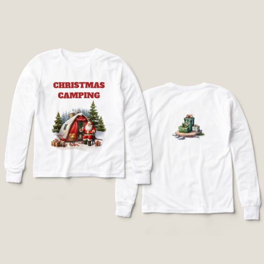 Weihnachts-Camping Girls Long Sleeve (Design Vorderseite & Rückseite)