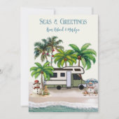 Weihnachts-Camping Motorhome Snowmen Grußkarte Einladung (Vorderseite)