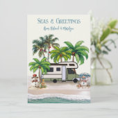 Weihnachts-Camping Motorhome Snowmen Grußkarte Einladung (Stehend Vorderseite)