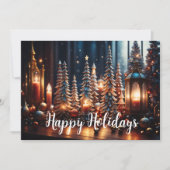 Weihnachts Candles Village Grau Tablescape Feiertagskarte (Vorderseite)