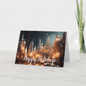 Weihnachts Candles Village Grau Tablescape Karte (Vorderseite)