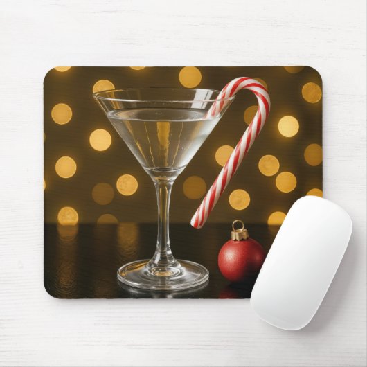 Weihnachts-Candy-Cane auf einem Martini-Glas Mousepad (Mit Mouse)