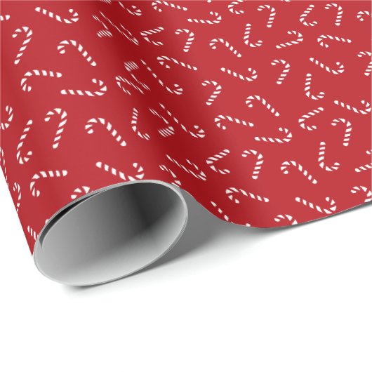 Weihnachts Candy Cane auf Red Background Pattern Geschenkpapier (Rolleneckpunkt)