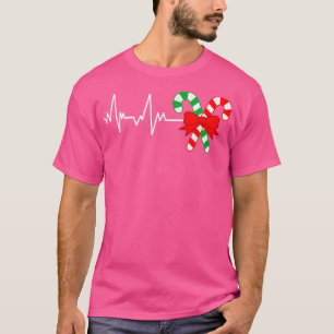Weihnachts Candy Cane Heartbeat Frohe Weihnachten T-Shirt