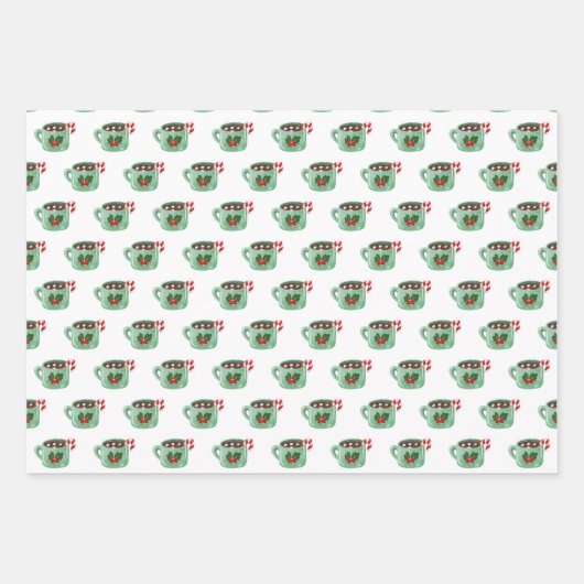 Weihnachts Candy Cane Herz Cocoa Urlaub Spaß Geschenkpapier Set (Vorderseite 2)
