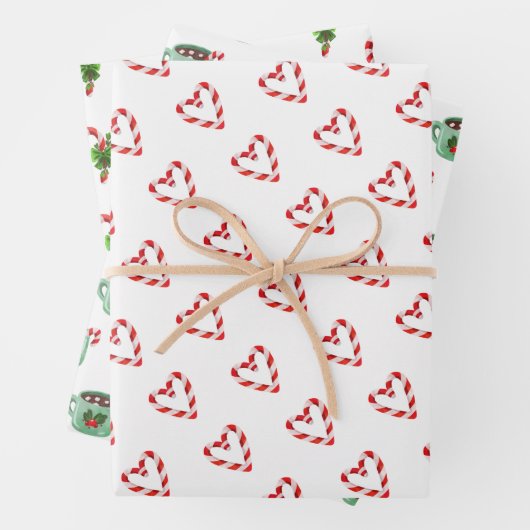 Weihnachts Candy Cane Herz Cocoa Urlaub Spaß Geschenkpapier Set (Beispiel)