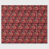 Weihnachts Candy Cane Herz mit Licht Geschenkpapier (Flach)