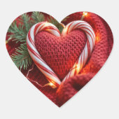 Weihnachts Candy Cane Herz mit Licht Herz-Aufkleber (Vorderseite)