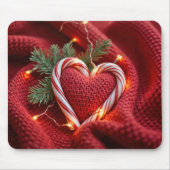 Weihnachts Candy Cane Herz mit Licht Mousepad (Vorne)