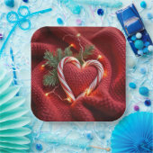 Weihnachts Candy Cane Herz mit Licht Pappteller (Party)
