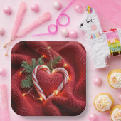 Weihnachts Candy Cane Herz mit Licht Pappteller (Party)