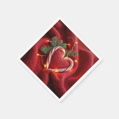 Weihnachts Candy Cane Herz mit Licht Serviette (Ecke)