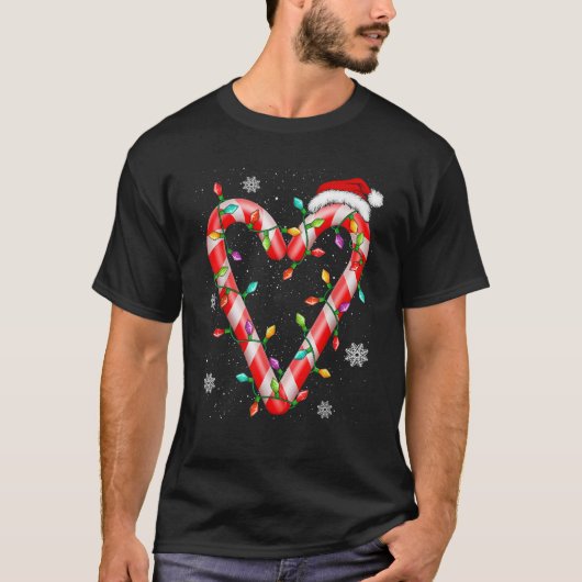 Weihnachts Candy Cane Herz Weihnachtsmannmütze Xma T-Shirt (Vorderseite)