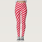 Weihnachts Candy Cane Holiday Stripped Pattern Leggings (Vorderseite)
