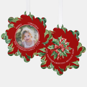 Weihnachts-Candy-Cane-Mistelzweig-Foto-und-Text-Ro Ornament Karte