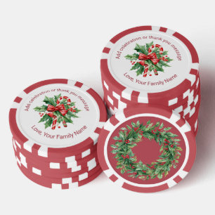 Weihnachts-Candy-Cane-Mistelzweig Individueller Te Pokerchips
