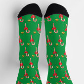 Weihnachts Candy Cane Muster auf Green Socken (Oben)