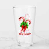 Weihnachts Candy Cane & Red Ribbon Personalisiert Glas (Vorderseite)