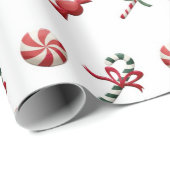 Weihnachts Candy Cane Red White Traditionelles Ges Geschenkpapier (Rolleneckpunkt)