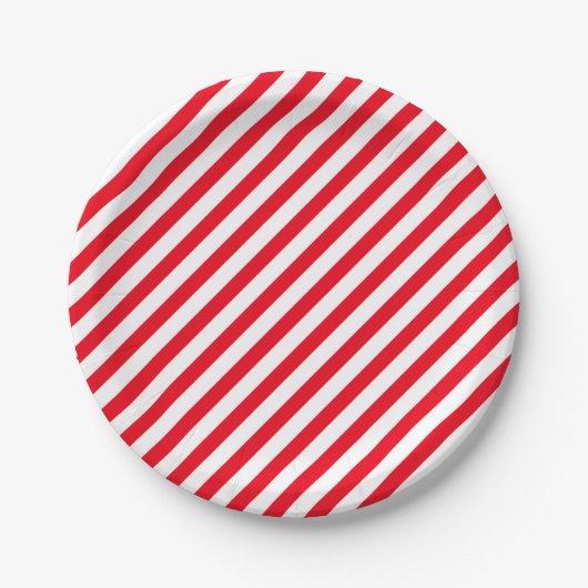 Weihnachts-Candy-Cane-rot-gestreifte-Papierplatten Pappteller (Vorderseite)
