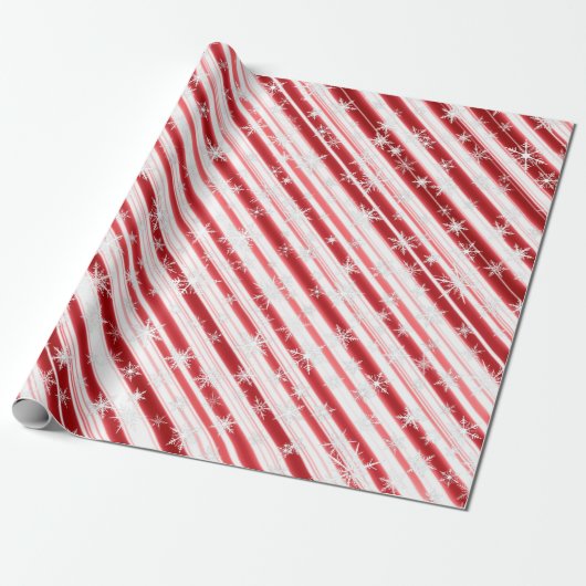 Weihnachts Candy Cane Snowflakes Geschenkpapier (Ungerollt)
