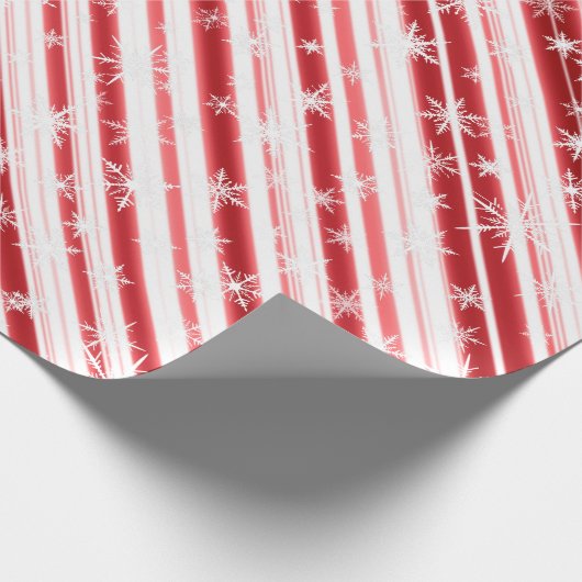 Weihnachts Candy Cane Snowflakes Geschenkpapier (Ecke)