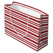 Weihnachts-Candy-Cane-Streifen Große Geschenktüte (Rückseite Schrägansicht)