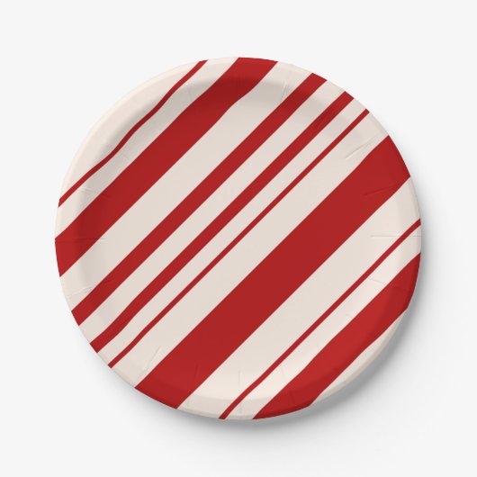Weihnachts Candy Cane Stripes Holiday Pattern Pappteller (Vorderseite)