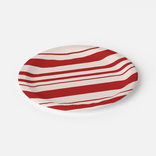 Weihnachts Candy Cane Stripes Holiday Pattern Pappteller (Schrägansicht)