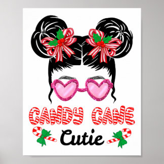 Weihnachts Candy Cane Süsse Messy Bun Girls Kinder Poster