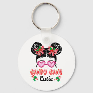Weihnachts Candy Cane Süsse Messy Bun Girls Kinder Schlüsselanhänger