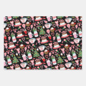 Weihnachts Candy Cane Süßigkeiten Muster Geschenkpapier Set (Vorderseite)