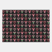 Weihnachts Candy Cane Süßigkeiten Muster Geschenkpapier Set (Vorderseite)