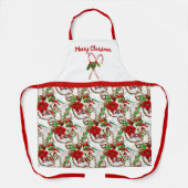 Weihnachts Candy Cane und Poinsettia All-Over Prin Schürze (Vorderseite)