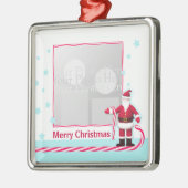 Weihnachts-, Candy Cane- und Stars-Weihnachtsfest  Silbernes Ornament (Links)