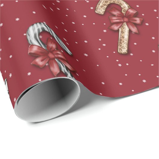 Weihnachts Candy Cane & Weihnachtsmannmütze Wrappi Geschenkpapier (Rolleneckpunkt)