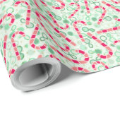 Weihnachts-Candy Canes auf Paisley Texture Geschenkpapier (Rolleneckpunkt)