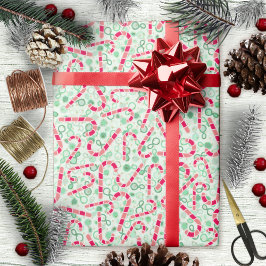 Weihnachts-Candy Canes auf Paisley Texture Geschenkpapier Set