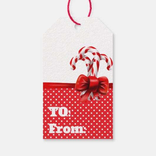 Weihnachts-Candy Canes Bow mit roten und weißen Pu Geschenkanhänger (Rückseite)