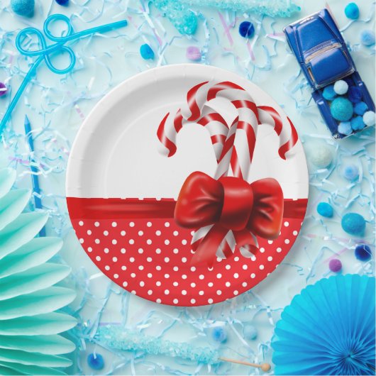Weihnachts-Candy Canes Bow mit roten und weißen Pu Pappteller (Party)