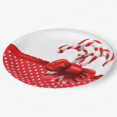 Weihnachts-Candy Canes Bow mit roten und weißen Pu Pappteller (Schrägansicht)