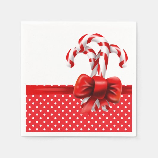 Weihnachts-Candy Canes Bow mit roten und weißen Pu Serviette (Vorderseite)