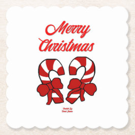 Weihnachts-Candy Canes Scalloped Square Untersetze Untersetzer