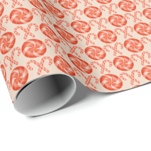 Weihnachts-Candy Canes und Peppermint Candy Patter Geschenkpapier (Rolleneckpunkt)