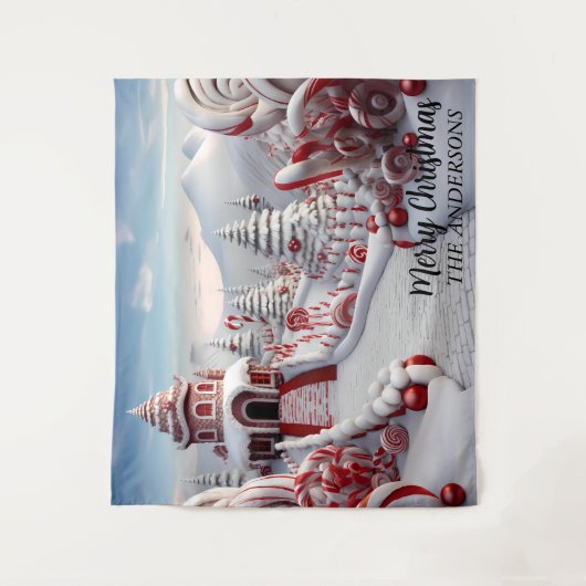 Weihnachts Candy Land Holiday Foto Hintergrund Wandteppich (Vorderseite)