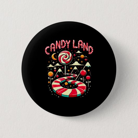 Weihnachts-Candy-Land-Regenbogenpfad-Candy-Cane-Fr Button (Vorderseite)